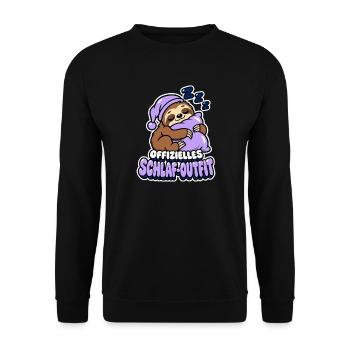 Offizielles Schlaf-Outfit - Faultier - Unisex Pullover - Schwarz - Vorne - Alina (178cm) & Michal (187cm)