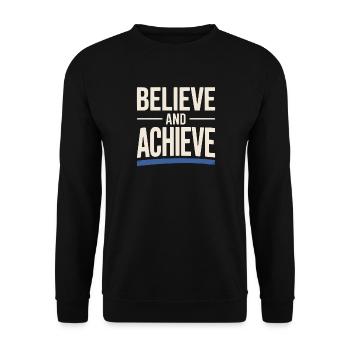 Believe And Achieve Motivation Gym Kraftsport - Unisex Pullover - Schwarz - Vorne - Alina (178cm) & Michal (187cm)