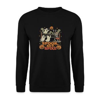 Halloween Volleyball Skelett Geist - Unisex Pullover - Schwarz - Vorne - Alina (178cm) & Michal (187cm)