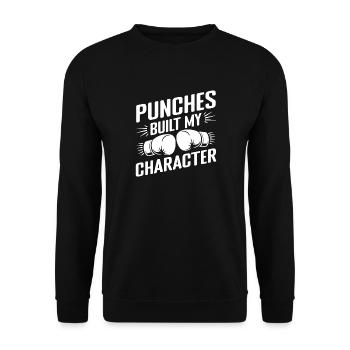 Punches Built Character Boxing Gloves - Unisex Pullover - Schwarz - Vorne - Alina (178cm) & Michal (187cm)
