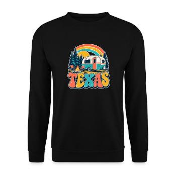 Texas Retro Camping Caravan - Unisex Pullover - Schwarz - Vorne - Alina (178cm) & Michal (187cm)