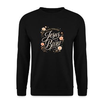 Jesus Bleibt Blütenring - Unisex Pullover - Schwarz - Vorne - Alina (178cm) & Michal (187cm)