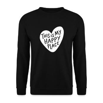 Das ist mein Happy Place Vintage - Unisex Pullover - Schwarz - Vorne - Alina (178cm) & Michal (187cm)