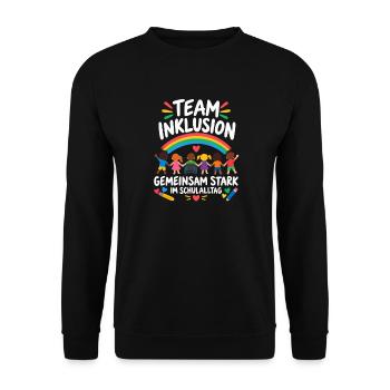 Team Inklusion – Gemeinsam stark im Schulalltag - Unisex Pullover - Schwarz - Vorne - Alina (178cm) & Michal (187cm)