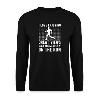 Runn Country Runner and XC Coach - Unique Cross - Unisex Pullover - Schwarz - Vorne - Alina (178cm) & Michal (187cm)