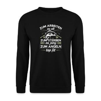 Angler Fischer Angel Zum Angeln Top Fit - Unisex Pullover - Schwarz - Vorne - Alina (178cm) & Michal (187cm)