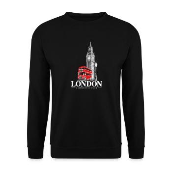 Rote Bus Big Ben London - Unisex Pullover - Schwarz - Vorne - Alina (178cm) & Michal (187cm)