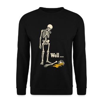 Halloween Bier Skelett - Lustiger Grusel - Unisex Pullover - Schwarz - Vorne - Alina (178cm) & Michal (187cm)