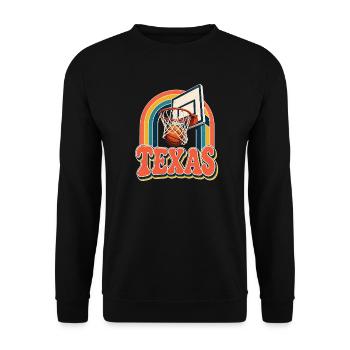 Texas Rainbow Basketball Retro - Unisex Pullover - Schwarz - Vorne - Alina (178cm) & Michal (187cm)