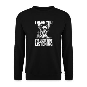 Chihuahua Spruch Hund Lustiges Chihuahua Geschenk  - Unisex Pullover - Schwarz - Vorne - Alina (178cm) & Michal (187cm)