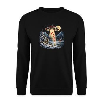 Weihnachts-UFO-Zuckerstangenentführungsdesign - Unisex Pullover - Schwarz - Vorne - Alina (178cm) & Michal (187cm)
