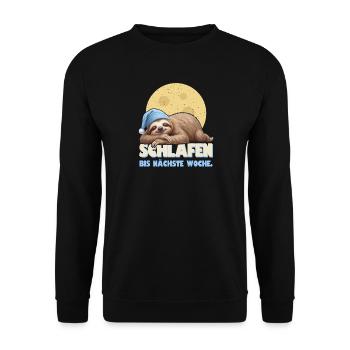 Faultier schläft - Schlafen bis nächste Woche - Unisex Pullover - Schwarz - Vorne - Alina (178cm) & Michal (187cm)