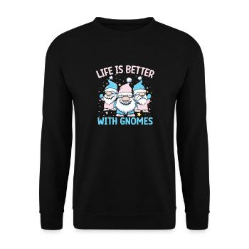Garden Gnome Costume Life Is Better With Gnomes - Unisex Pullover - Schwarz - Vorne - Alina (178cm) & Michal (187cm)