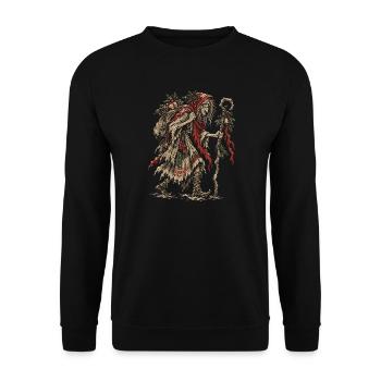 Weihnachten Licho Slawische Folklore Wintergeist - Unisex Pullover - Schwarz - Vorne - Alina (178cm) & Michal (187cm)