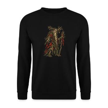 Weihnachts-Leshy-Slawischer Waldgeist-Folklore - Unisex Pullover - Schwarz - Vorne - Alina (178cm) & Michal (187cm)