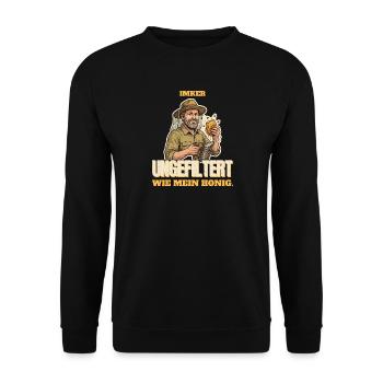 Imker - so ungefiltert wie sein Honig - Unisex Pullover - Schwarz - Vorne - Alina (178cm) & Michal (187cm)