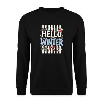 Hello Winter Stripes & Frostzauber - Unisex Pullover - Schwarz - Vorne - Alina (178cm) & Michal (187cm)