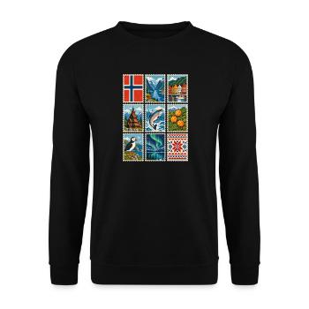 Norwegen Briefmarken - Unisex Pullover - Schwarz - Vorne - Alina (178cm) & Michal (187cm)