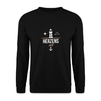 Herzensort - Unisex Pullover - Schwarz - Vorne - Alina (178cm) & Michal (187cm)
