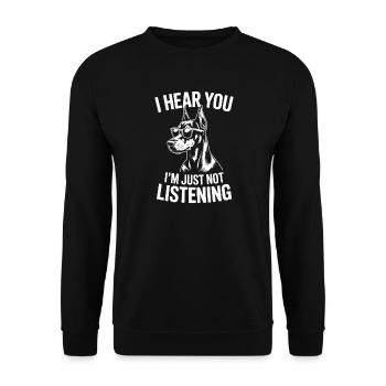 Dobermann Spruch Hunde Lustiges Dobermann Geschenk - Unisex Pullover - Schwarz - Vorne - Alina (178cm) & Michal (187cm)