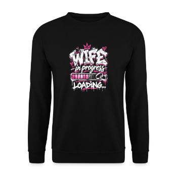 Wife of Progress Loading - Unisex Pullover - Schwarz - Vorne - Alina (178cm) & Michal (187cm)