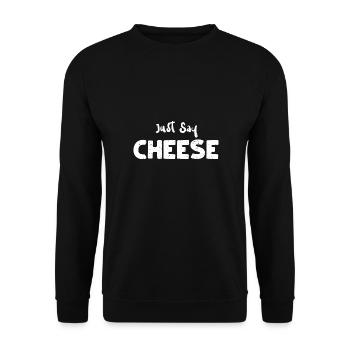 Just Say Cheese - Cheese - Unisex Pullover - Schwarz - Vorne - Alina (178cm) & Michal (187cm)