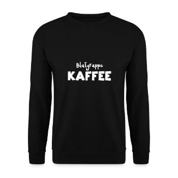 Blutgruppe Kaffee - Coffee - Unisex Pullover - Schwarz - Vorne - Alina (178cm) & Michal (187cm)