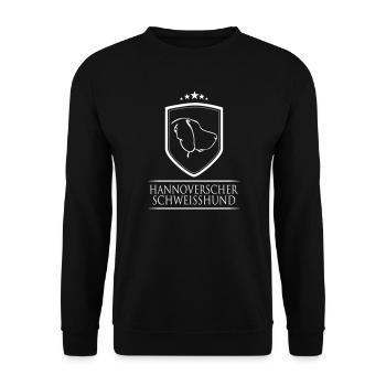 HANNOVERSCHER SCHWEISSHUND WAPPEN - Unisex Pullover - Schwarz - Vorne - Alina (178cm) & Michal (187cm)