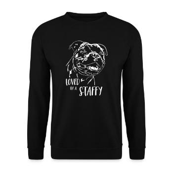 STAFFORDSHIRE BULL TERRIER Staffy Wilsigns - Unisex Sweatshirt - black - Front - Alina (178cm) & Michal (187cm)