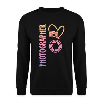 Photography Camera Lens Watercolor - Unisex Pullover - Schwarz - Vorne - Alina (178cm) & Michal (187cm)