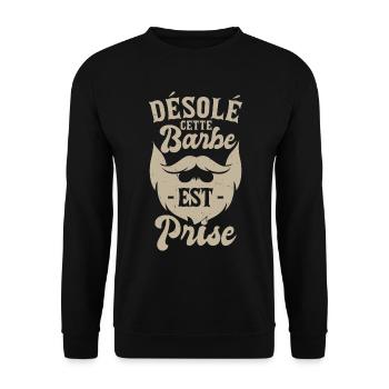 Barbe Homme Papa Humour Barbu Moustache - Sweat-shirt Unisexe - noir - Devant - Alina (178cm) & Michal (187cm)