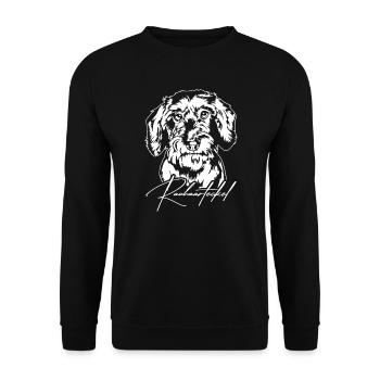 Rauhaarteckel Portrait Hunde Hund Wilsigns - Unisex Pullover - Schwarz - Vorne - Alina (178cm) & Michal (187cm)