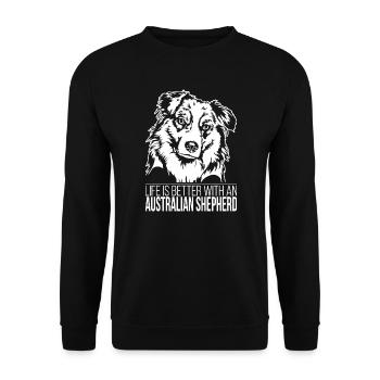 Australian Shepherd Dogs Saying Aussie Wilsigns - Unisex Sweatshirt - black - Front - Alina (178cm) & Michal (187cm)
