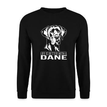 La vie des danois est meilleure Chiens Grands Dague Wilsigns - Sweat-shirt Unisexe - noir - Devant - Alina (178cm) & Michal (187cm)