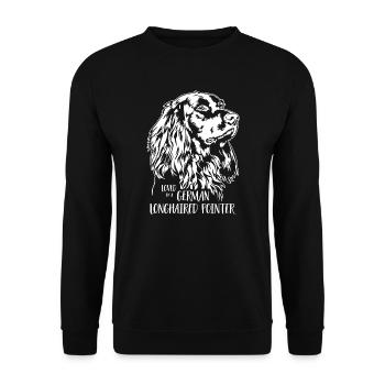 Loved by a German Longhaired Pointer Dog Wilsigns - Unisex Sweatshirt - black - Front - Alina (178cm) & Michal (187cm)