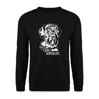 Loved by a Giant Schnauzer Hundespruch Wilsigns - Unisex Pullover - Schwarz - Vorne - Alina (178cm) & Michal (187cm)