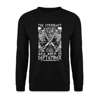September - Wikinger - Geburtstag - EN - Unisex Pullover - Schwarz - Vorne - Alina (178cm) & Michal (187cm)