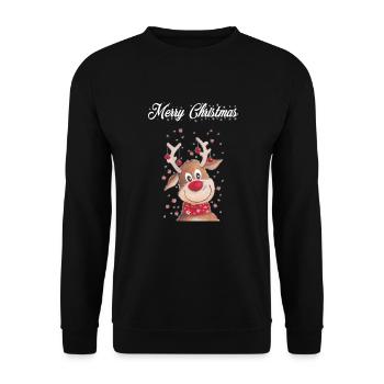 Weihnachten Rudolf Merry Christmas - Unisex Sweatshirt - black - Front - Alina (178cm) & Michal (187cm)