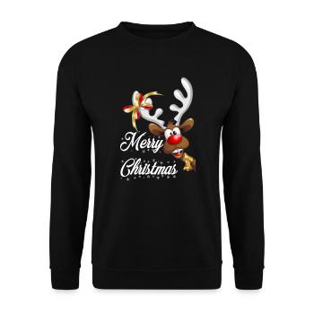 Rudolf Reindeer Christmas - Unisex Sweatshirt - black - Front - Alina (178cm) & Michal (187cm)