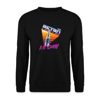 retro 1,8ohm - Unisex Pullover - Schwarz - Vorne - Alina (178cm) & Michal (187cm)