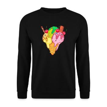Eis Speiseeis Eiskrem Eiscreme Kugeleis Eisbecher - Unisex Pullover - Schwarz - Vorne - Alina (178cm) & Michal (187cm)