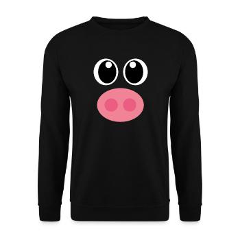 Süßes Schwein Gesicht für Kinder Farmer Geschenk - Unisex Pullover - Schwarz - Vorne - Alina (178cm) & Michal (187cm)