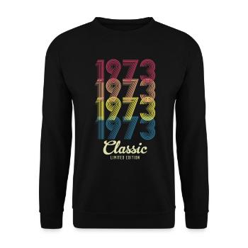 1973 Birthday born in 1973 Retro Vintage - Unisex Sweatshirt - black - Front - Alina (178cm) & Michal (187cm)