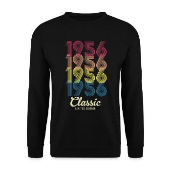 1956 Anniversaire né en 1956 Retro Vintage - Sweat-shirt Unisexe - noir - Devant - Alina (178cm) & Michal (187cm)