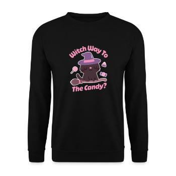 Cute Cat Witch Way To The Candy Funny - Unisex Sweatshirt - black - Front - Alina (178cm) & Michal (187cm)