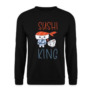 Kawaii Japanese Food Salmon Salmon Sushi Roll - Unisex Sweatshirt - black - Front - Alina (178cm) & Michal (187cm)