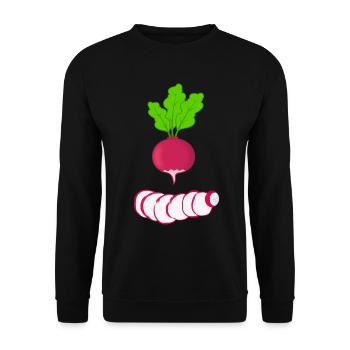 Rotes Radies mit Blättern Gemüse Radieschen - Unisex Pullover - Schwarz - Vorne - Alina (178cm) & Michal (187cm)