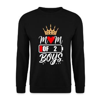 Maman de 2 garçons avec cœur d’amour et couronne - Sweat-shirt Unisexe - noir - Devant - Alina (178cm) & Michal (187cm)