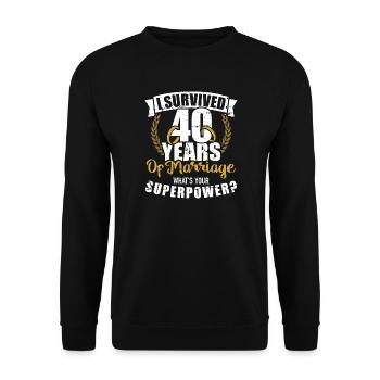 40e anniversaire de mariage - Sweat-shirt Unisexe - noir - Devant - Alina (178cm) & Michal (187cm)