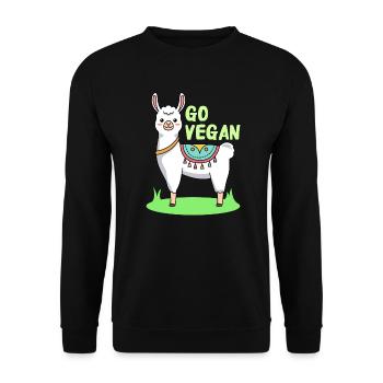 Llama design for proud vegans - Unisex Sweatshirt - black - Front - Alina (178cm) & Michal (187cm)